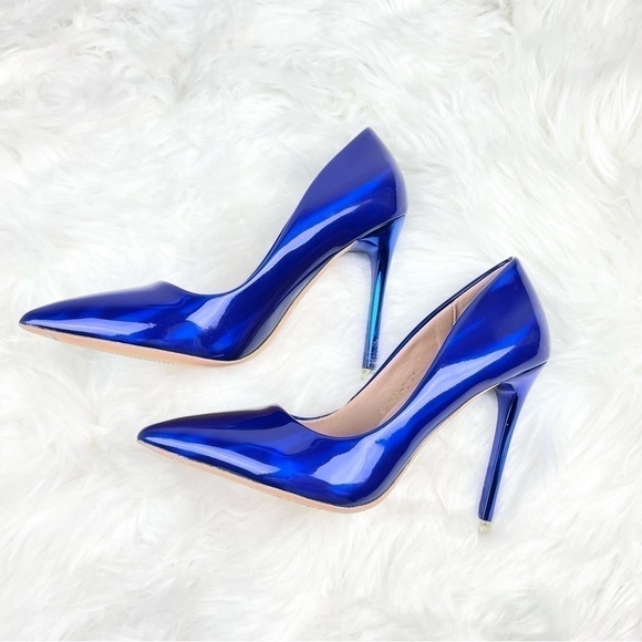 Bigtree Holographic Blue High Heel Pumps Size 34 - Picture 3 of 8